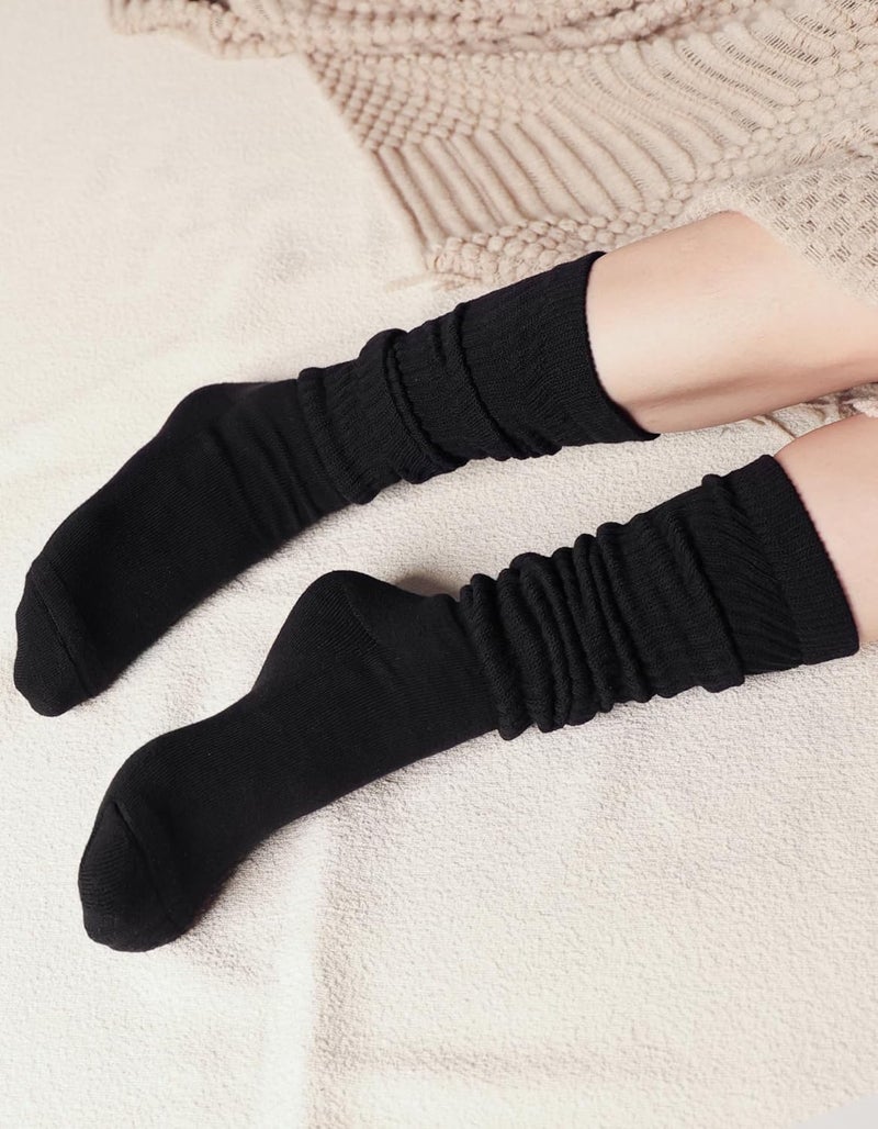 CLOSEMATE Womens Crew Slouch Socks Cotton Soft Scrunch for Boots Loafers Sneakers 3 Pairs - Image 3